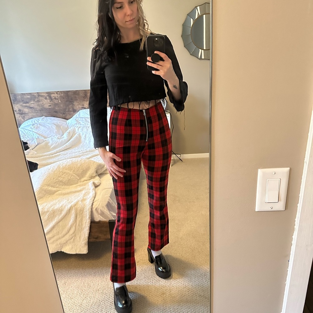 Red plaid pants